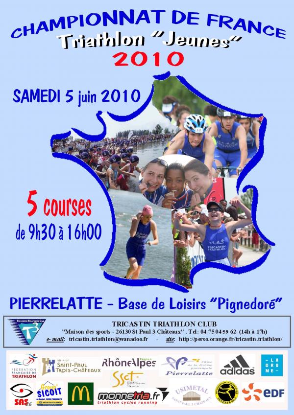 Résultats des championnats de France de triathlon jeunes 2010.