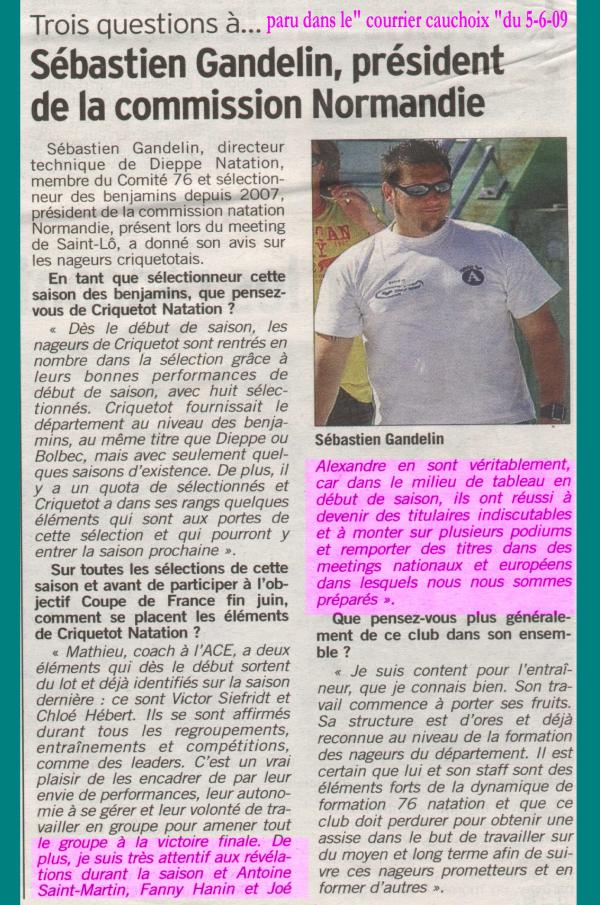 Le directeur technique de Dieppe natation, interviewé dans la presse régionale.